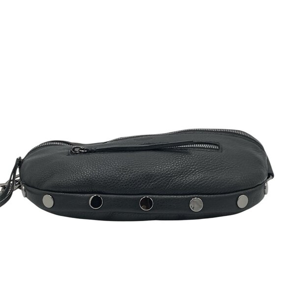 Hammitt Charles Medium Black Leather Belt Bag Fanny Pack Gunmetal - Picture 4 of 6